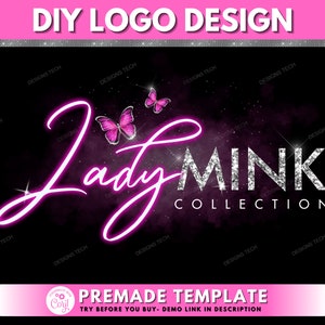 Hair Logo, DIY Logo Design Template, Beauty Logo, Butterfly Logo, Lash Logo, Hair Bundles Logo, Hair Extensions Logo, Salon Logo, Brows Logo