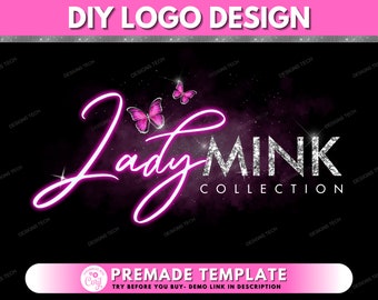 Hair Logo: Butterfly Beauty Design, Lash Brow Salon Brand Identity, Editable Corjl Template