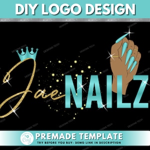 Nail Logo Design, DIY Nails Logo, Nail Artist Logo, Beauty Logo, Makeup Logo, Nail Tech Salon Logo, Nail Polish Logo, Business Template