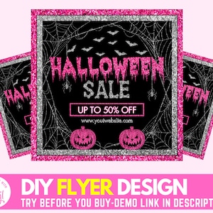 Social Media Flyer, DIY Halloween Flyer, Scary Halloween Sale Flyer Design, Instagram Flyer, Beauty Flyer, Hair Bundles Flyer, Lash Flyer