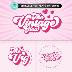 Beauty Logo, DIY Logo Design Template, Retro Logo, Lash Logo, Hair Logo, Pink Logo, Boutique Logo, Eyelash Logo, Premade Business Logo