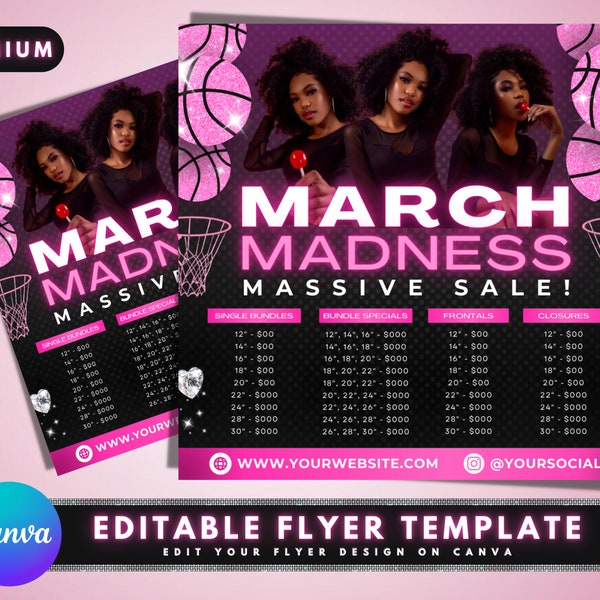 March Madness Pricelist Flyer, DIY Flyer Template Design, Price List Sale Hair Deals Prices Flyer, Pricing Guide Sheet, Business Flyer
