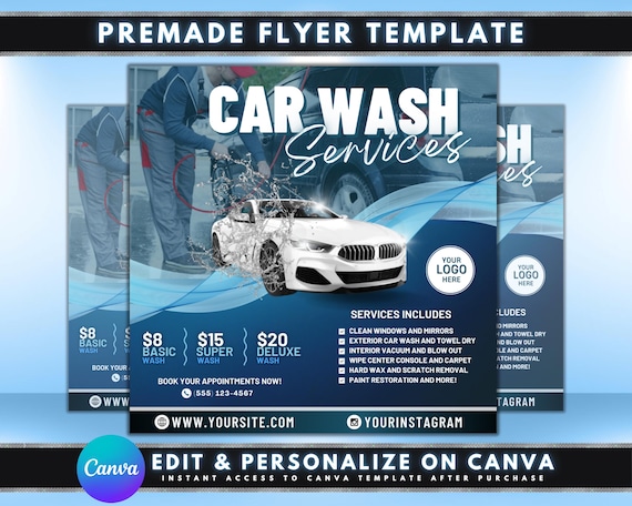 Car Wash Flyer, DIY Flyer Template Design, Car Detailing Flyer, Automotive Services Flyer, Auto Detailing Flyer, Premade Car Care Cleaning