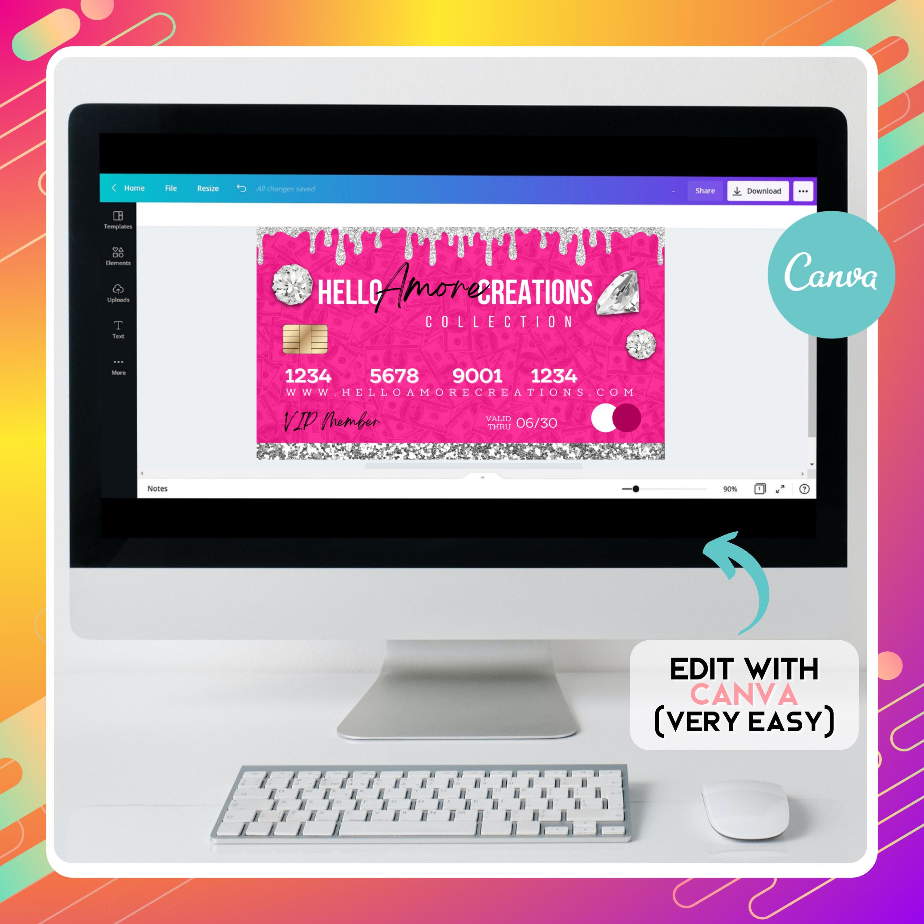 Creadit Style VIP Membership Card Template: Beauty Business Loyalty Card, Pink Luxury ...