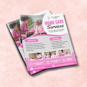 Home Care Service Flyer, DIY Flyer Template Design, Healthcare Assistance Flyer, Elderly Care Service Flyer, Premade Senior Caregiving Flyer image 3