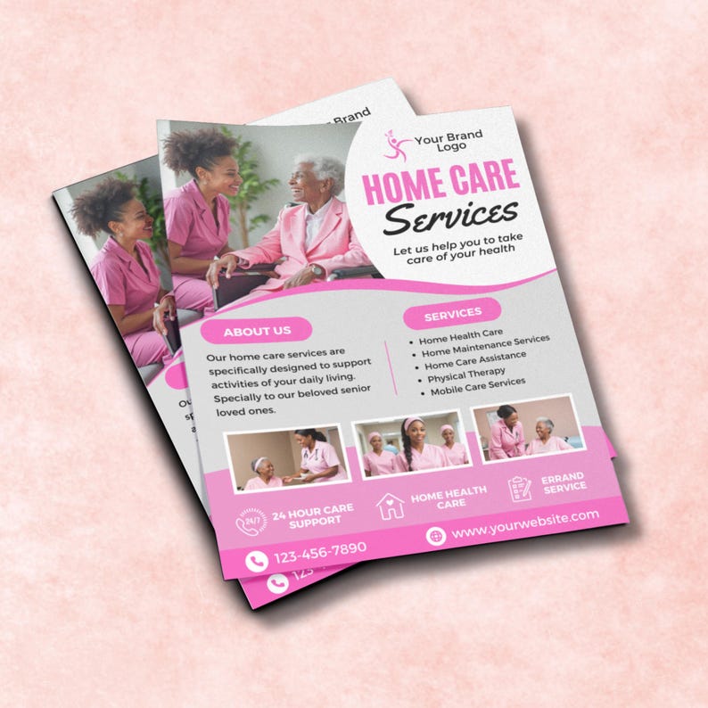 Home Care Service Flyer, DIY Flyer Template Design, Healthcare Assistance Flyer, Elderly Care Service Flyer, Premade Senior Caregiving Flyer image 3