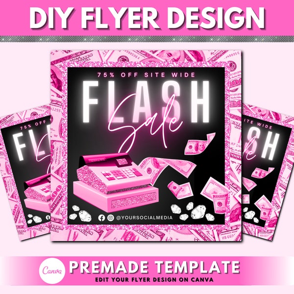 Sale Flyer, DIY Flyer Design, Flash Sale Flyer, Hair Flyer, Lash Salon Flyer, Social Media Flyer, Premade Beauty Business Flyer Template