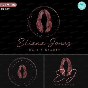 Hair And Beauty Logo, DIY Design Template, Salon Business Logo, Hairstylist Logo, Hair Lash Nails Logo,  Premade Hair Extensions Logo