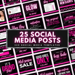 Social Media Posts, DIY Flyer Template Design, Instagram Post, Hair Flyers, Pink IG Post Templates, Boss Babe Quotes, Business Posts