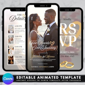 Animated Wedding Invitation, DIY Template Design, Wedding Video Invitation, Wedding RSVP Einvite, Premade Digital Wedding Electronic Invite