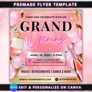 Grand Opening Flyer, DIY Flyer Template Design, Coming Soon Flyer, Celebration Launch Flyer, Event Party Flyer,  Business Opening Invitation