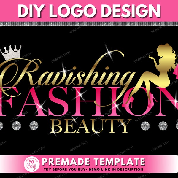 DIY Beauty Logo, Edit Yourself Boutique Logo, Fashion Logo, Clothing Logo, Shop Logo, Salon Logo, Premade Business Logo Design Template