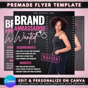 Brand Ambassador Wanted Flyer, DIY Flyer Template Design, Models Needed Flyer, Influencer Flyer, Premade Salon Lash Hair Modeling Flyer