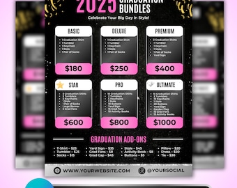 Graduation Package Flyer: Class-of-2026 Graduation Packages, Tumblers, Stoles & Gifts, Small-Business Marketing Canva Template