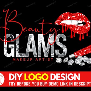 DIY Beauty Logo, Lip Gloss Logo, Makeup Artist Logo, Lipgloss Logo, Gloss Logo, Cosmetics Logo, Premade Business Logo Design Template