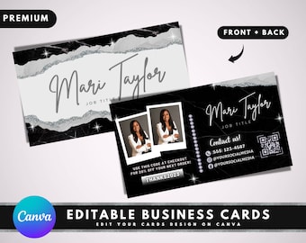 Business Cards, DIY Business Card Template Design, Beauty Boutique Business Cards, Black and White Business Card, Premade Business Cards