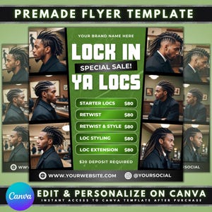 Locs Specials Flyer, DIY Flyer Template Design, Loc And Retwist Flyer, Dread Locks Flyer, Loc Styling Braid Promo, Premade Loctician Flyer