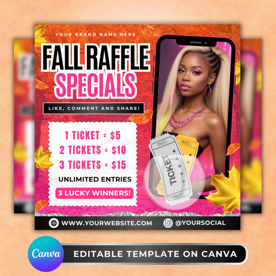 Fall Raffle Signage Fall Raffle Specials Flyer, DIY Flyer Template Design, Fall Contest ...