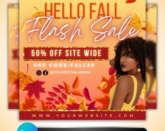 Fall Sale Flyer: Autumn Flash Sale, Sitewide Discount, Small Business Marketing Promotion Canva Template