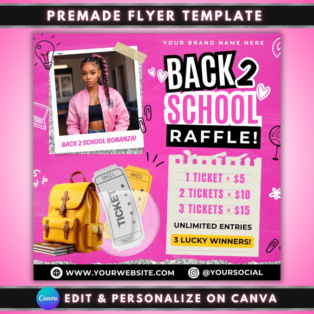 Back to School Raffle Flyer, DIY Flyer Template Design, Back to School ...