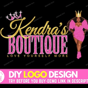 DIY Boutique Logo, Edit Yourself Beauty Logo, Fashion Logo, African American Girl Logo, Black Women Logo, Premade Business DIY Logo Template