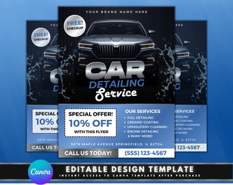 Car Detailing Services Flyer, DIY Flyer Template Design, Auto Detailing Flyer, Car Wash and Detail Flyer, Premade Engine Detailing Flyer