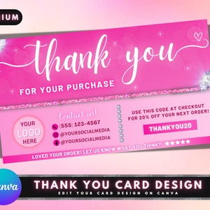 Tarjeta de agradecimiento, diseño de plantilla de tarjetas de marketing DIY, tarjetas de visita para el cabello, tarjetas de agradecimiento de pestañas, gracias por el inserto de embalaje del pedido