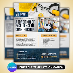 Brochure d'entreprise de construction, conception de modèle de Flyer bricolage, Flyer services du bâtiment, Flyer rénovation, Flyer d'entreprise rénovation de maisons préfabriquées
