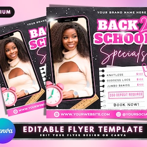 Back To School Sale Flyer, DIY Flyer Template Design, Back To School Hair Flyer, Hair Specials Flyer, Premade Social Media Hair Bundle Post