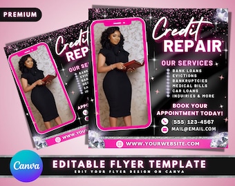 Credit Repair Services Flyer, DIY Flyer Template Design, Credit Restoration, Credit Specialist Flyer,  Premade Consultation Service Flyer