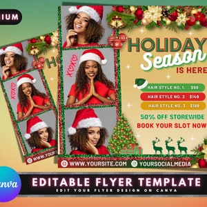 Christmas Booking Flyer, DIY Flyer Template Design, Hair Flyer, Book Now Flyer, Winter Holiday Season Flyer, Premade Business Sale Flyer