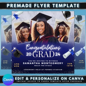 Graduation Flyer, DIY Flyer Template Designs, Grad Announcement Flyer, Graduation Invite Flyer, Premade High School Graduation Party Flyer