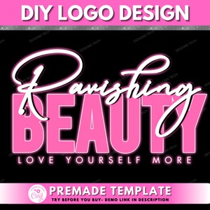 DIY Beauty Logo, Boutique Logo, Neon Logo, Beauty Salon Logo, Fashion Logo, Feminine Logo, Premade Business Cosmetics Logo  Design Template