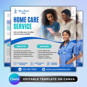 Flyer thuiszorgservice, sjabloonontwerp doe-het-flyer, flyer thuiszorg, flyer thuiszorghulp, flyer verpleeghuis, kant-en-klare flyer