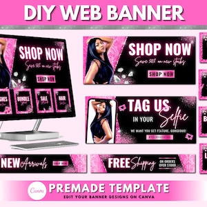 Web Banner, Boutique Website Banners, Beauty Web Banner Template, Shopify Web Banner, Hair Lash Web Banner, Business Site Banner Design