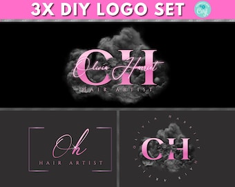 Beauty Logo, DIY Logo Design Template, Hair Stylist Logo, Pink Smoke Logo, Cosmetics Logo, Salon Branding Logo, Premade Hair and Beauty Logo