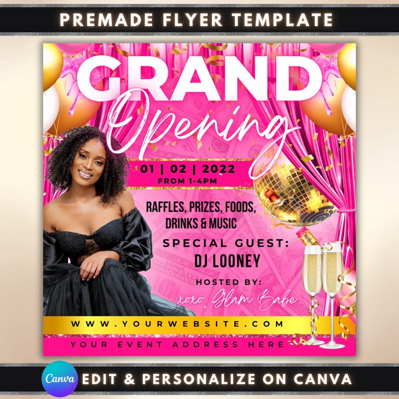 Grand Opening Flyer, DIY Flyer Template, Celebration Flyer, Social ...