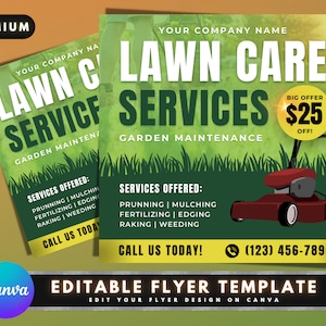 Lawn Care Service Flyer, DIY Flyer Template Design, Lawn Mowing Flyer, Landscaping Flyer, Gardening Flyer, Premade Business Flyer