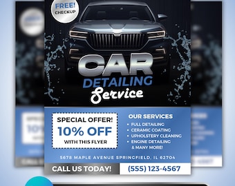 Car Detailing Flyer: Auto Detailing, Car Wash Marketing, Ceramic Coating Promotion, Professional Special Offer Canva Template