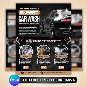 Ulotka o detailingu samochodowym, projekt szablonu ulotki DIY, ulotka o usługach detailingu samochodowego, ulotka o czyszczeniu myjni samochodowej, gotowa ulotka o detailingu samochodowym