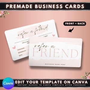 友達紹介名刺、Canvaで作るDIY名刺テンプレートデザイン、顧客特典カード、クライアント紹介カード、既製のロイヤルティカード