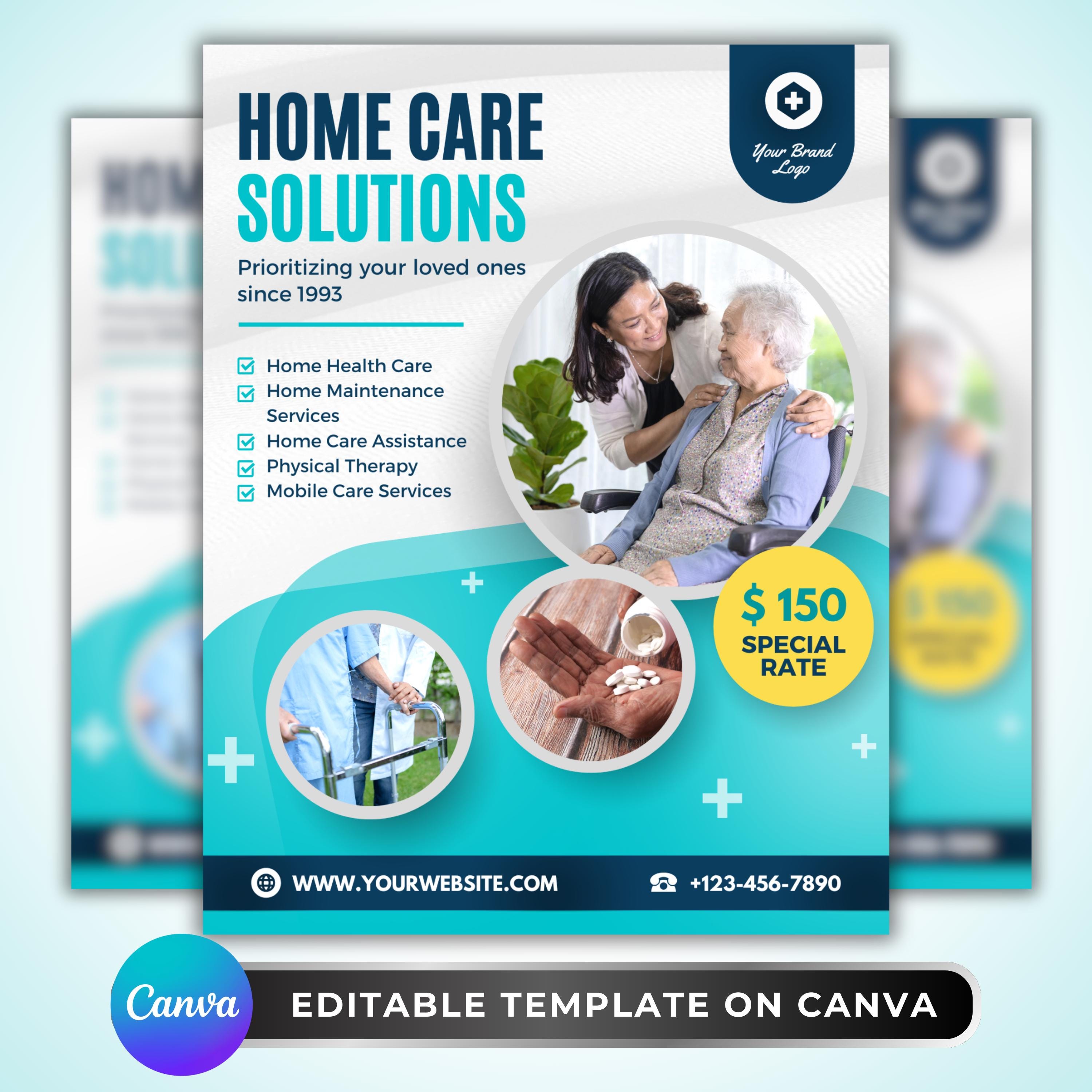 Home Care Services Flyer: Senior Care, Nursing, Caregiver & Healthcare ...