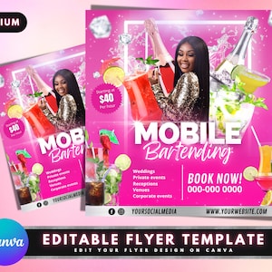 Mobile Bartending Flyer, DIY Flyer Template Design, Bartender Flyer, Mixologist Flyer, Bar Flyer, Portable Bar Flyer, Premade Business Flyer