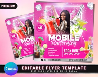 Mobile Bartending Flyer, DIY Flyer Template Design, Bartender Flyer, Mixologist Flyer, Bar Flyer, Portable Bar Flyer, Premade Business Flyer