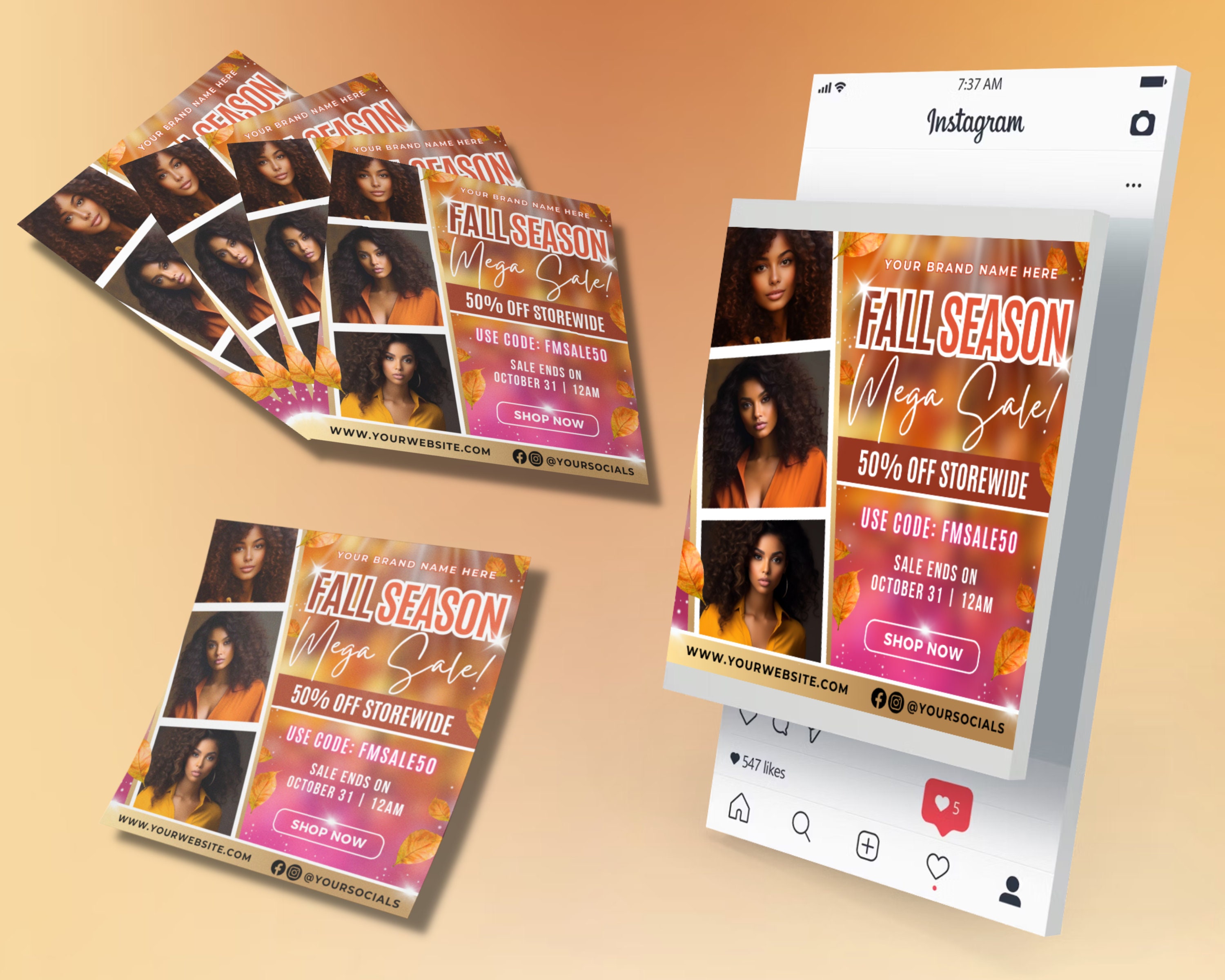 Fall Season Sale Flyer, DIY Flyer Template Design, Fall Specials Flyer ...
