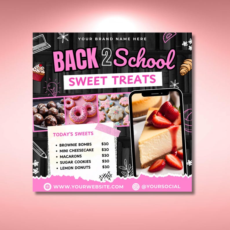 Back to School Bake Sale Flyer, DIY Flyer Template Design, Sweet Treats ...