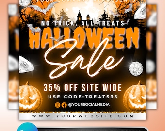 Halloween Sale Flyer: Discount Promotion, Small Business Marketing, Spooky Retail Ad, Editable Canva Template