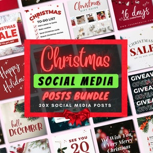 Christmas Social Media Posts Bundle, DIY Flyer Template Design, X-Mas Post Design, Holiday Social Media Posts, Premade Business Flyer Set