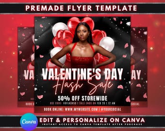 Alla hjärtans dag-flyer, gör-det-själv-flyermalldesign, hårflyer, rea-flyer, nagelsalongsflyer, fransflyer, färdig redigerbar flyer för skönhetsbutik