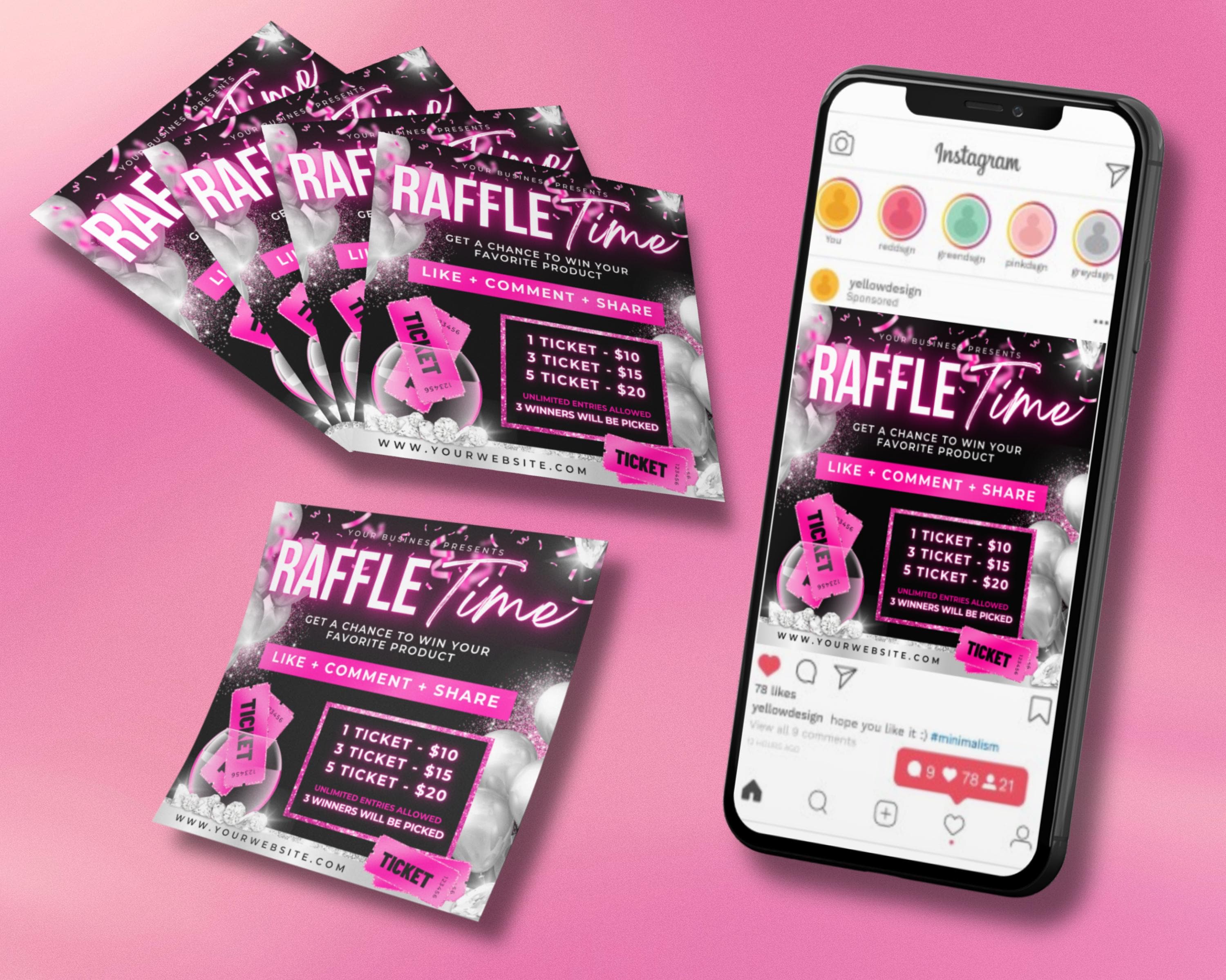Raffle Flyer, DIY Flyer Design Template, Giveaway Flyer, Raffle Ticket ...